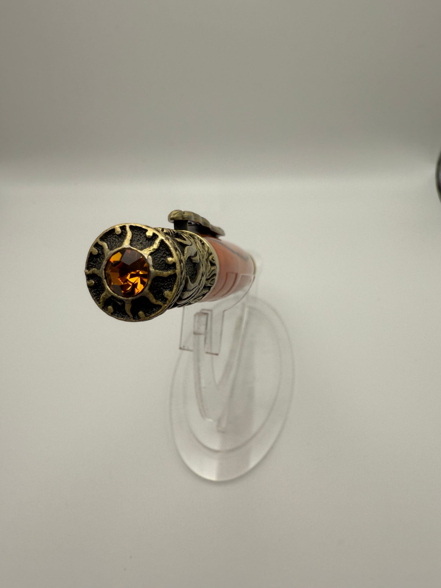 Handmade Wooden Pen: Phoenix Rising Brass in Orange Spalted Tamarind