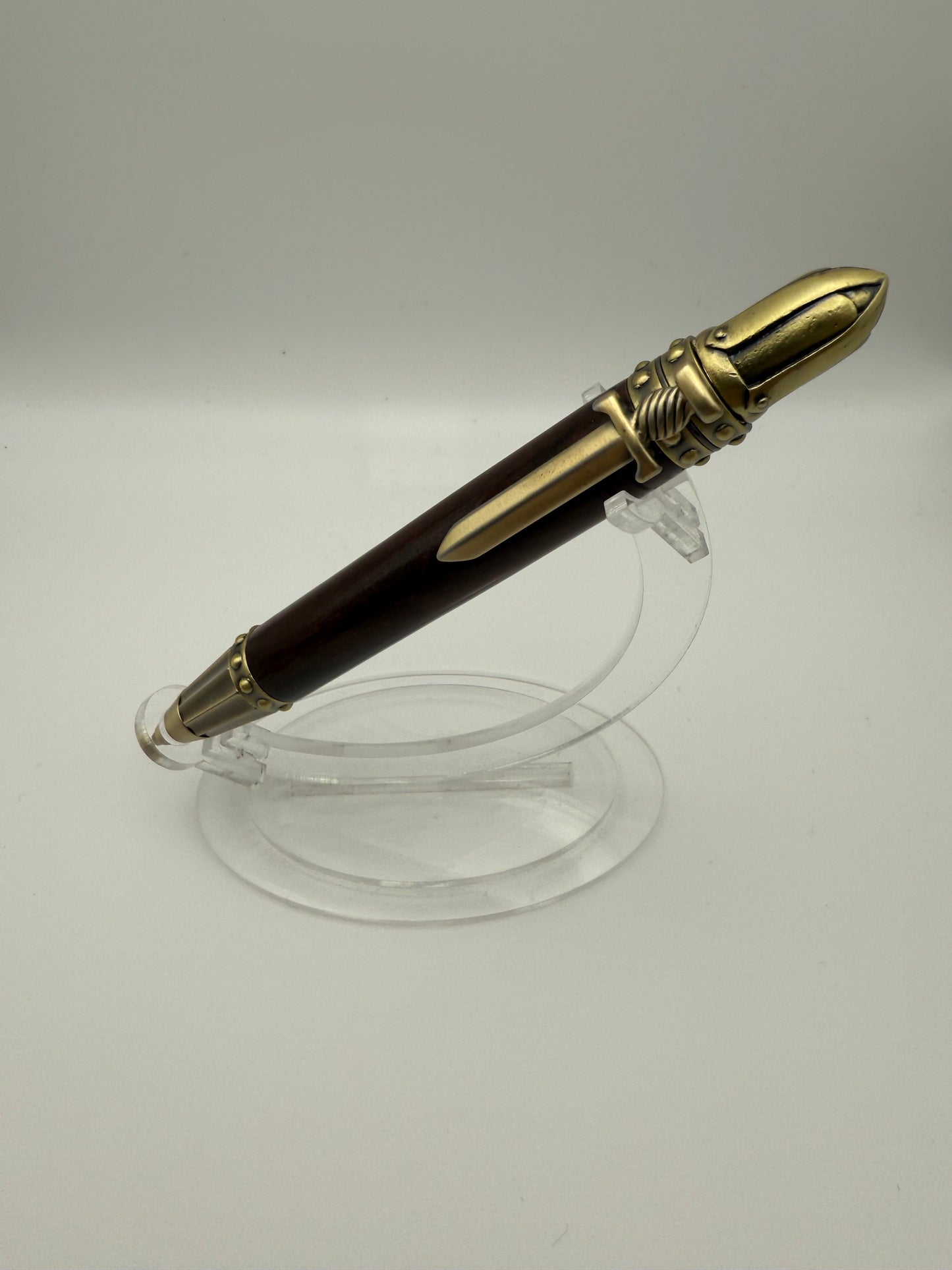 Handmade Wooden Pen: Rosewood Knight Pen in Brass