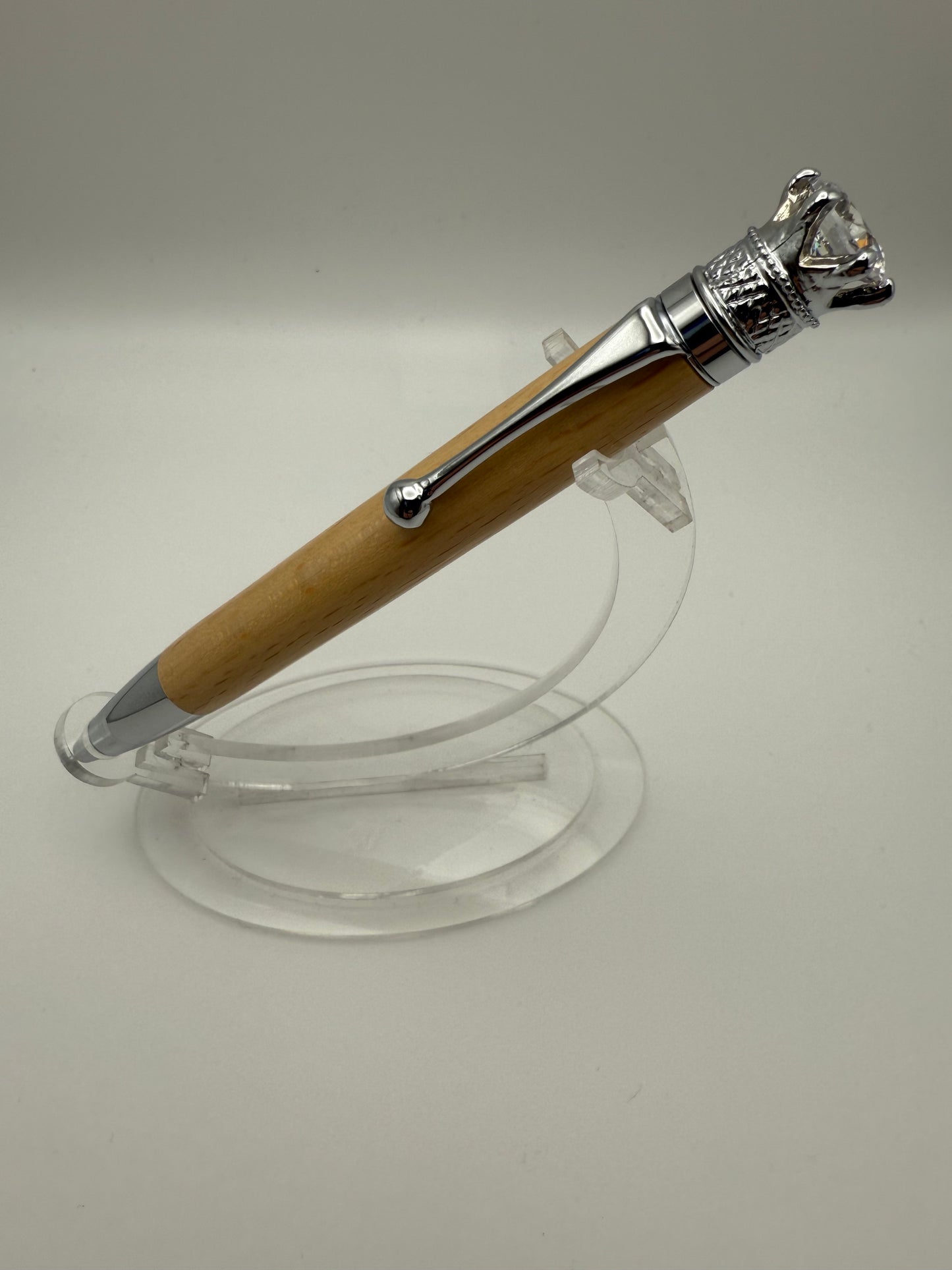 Handmade Wooden Pen: Beech Royal Pen in Chrome