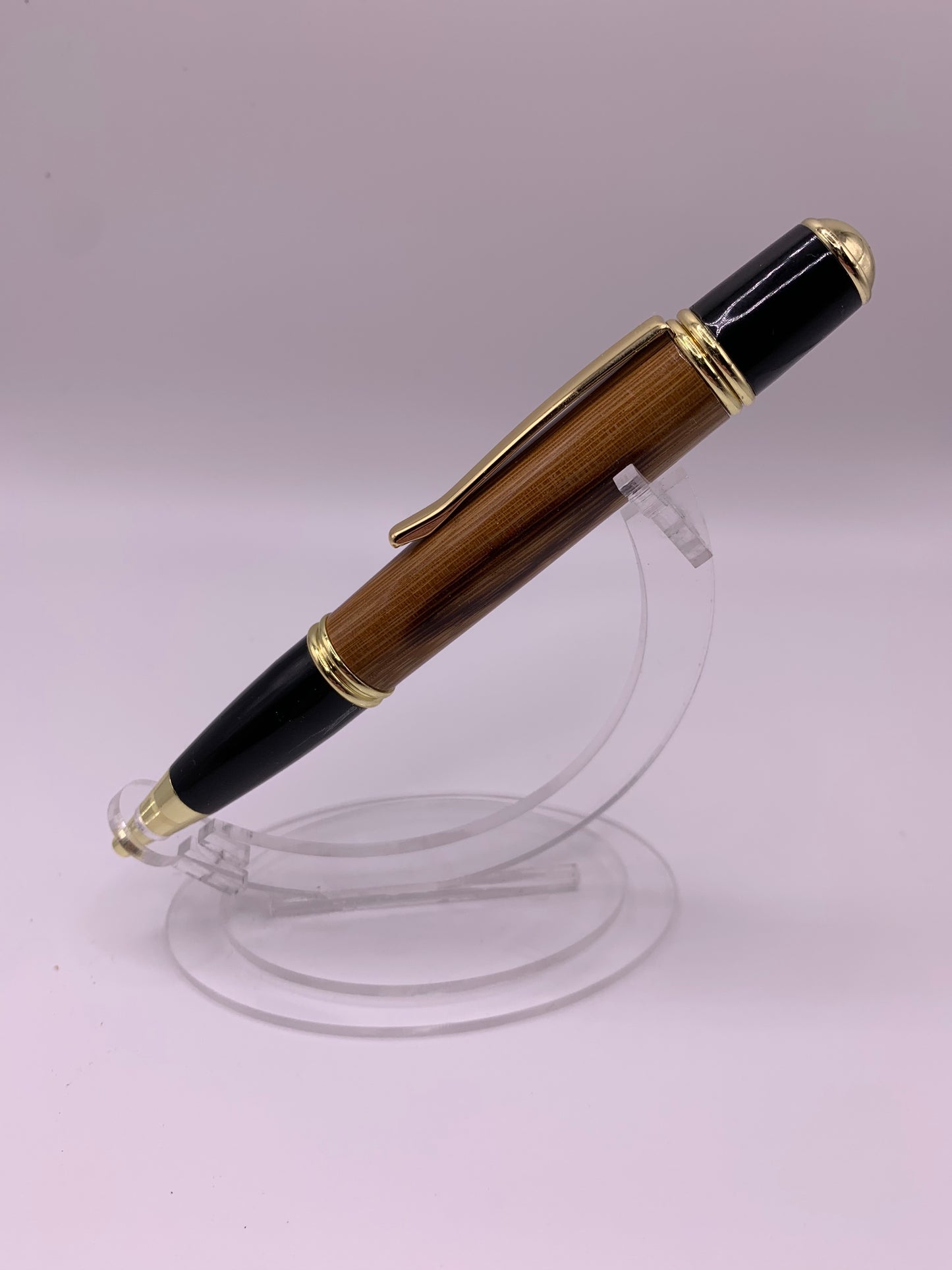 Handmade wooden pen: Zebrawood Gatsby Black and Gold