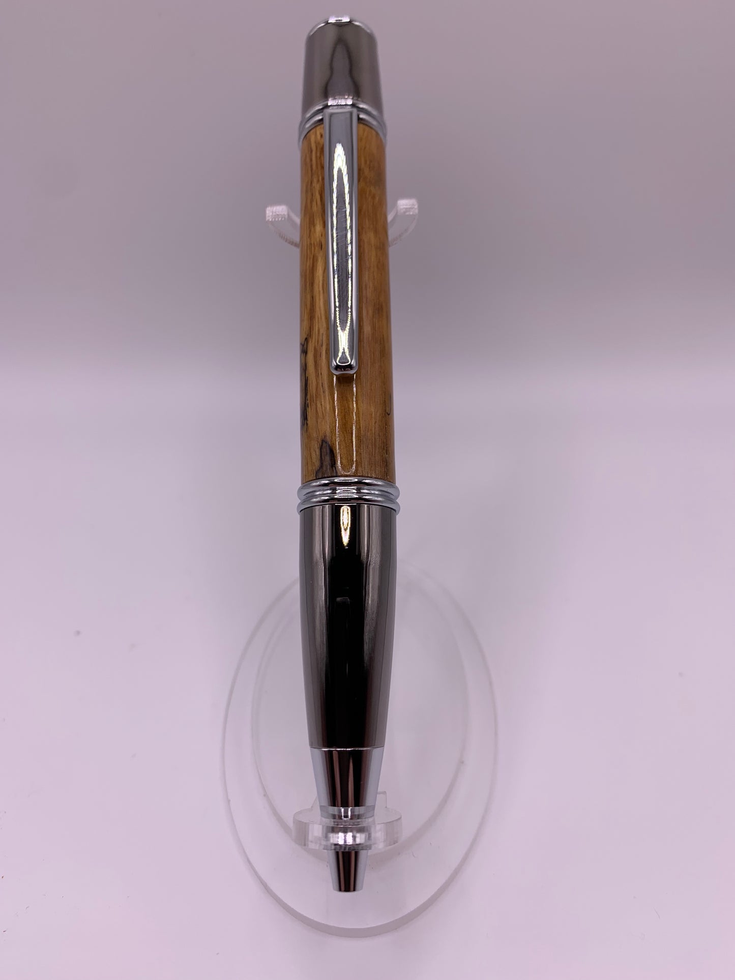 Handmade Wooden Pen: Spalted Tamarind Gatsby in Gunmetal and Chrome