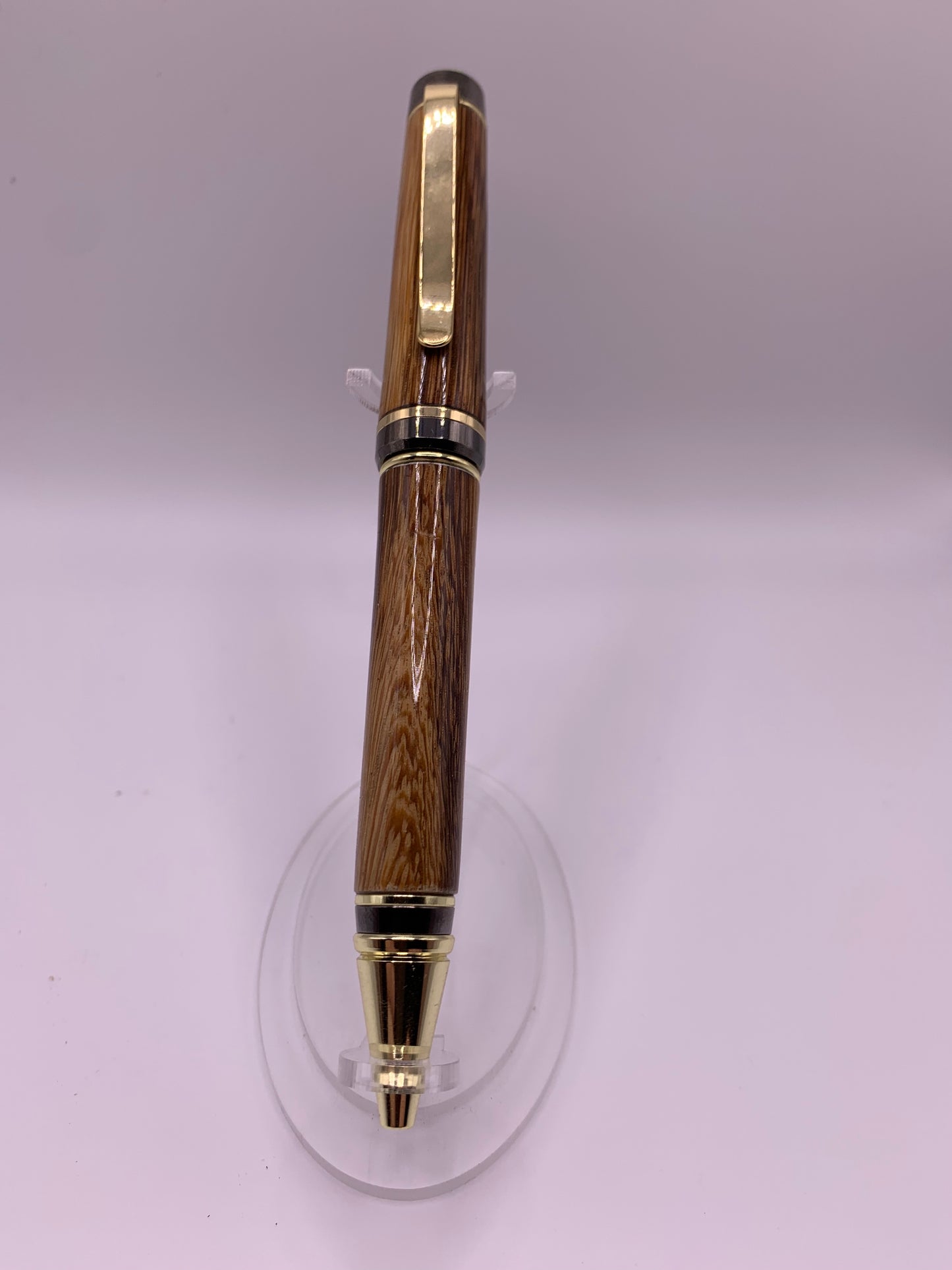 Handmade Wooden Pen: Zebrawood Big Ben in Gunmetal and Gold