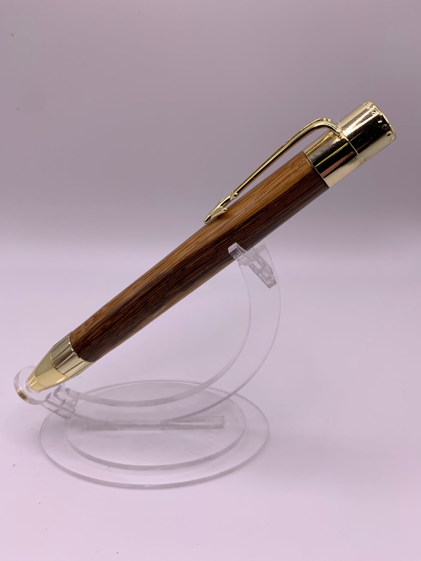 Handmade Wooden Pen: Zebrawood Jet Pen in Gold