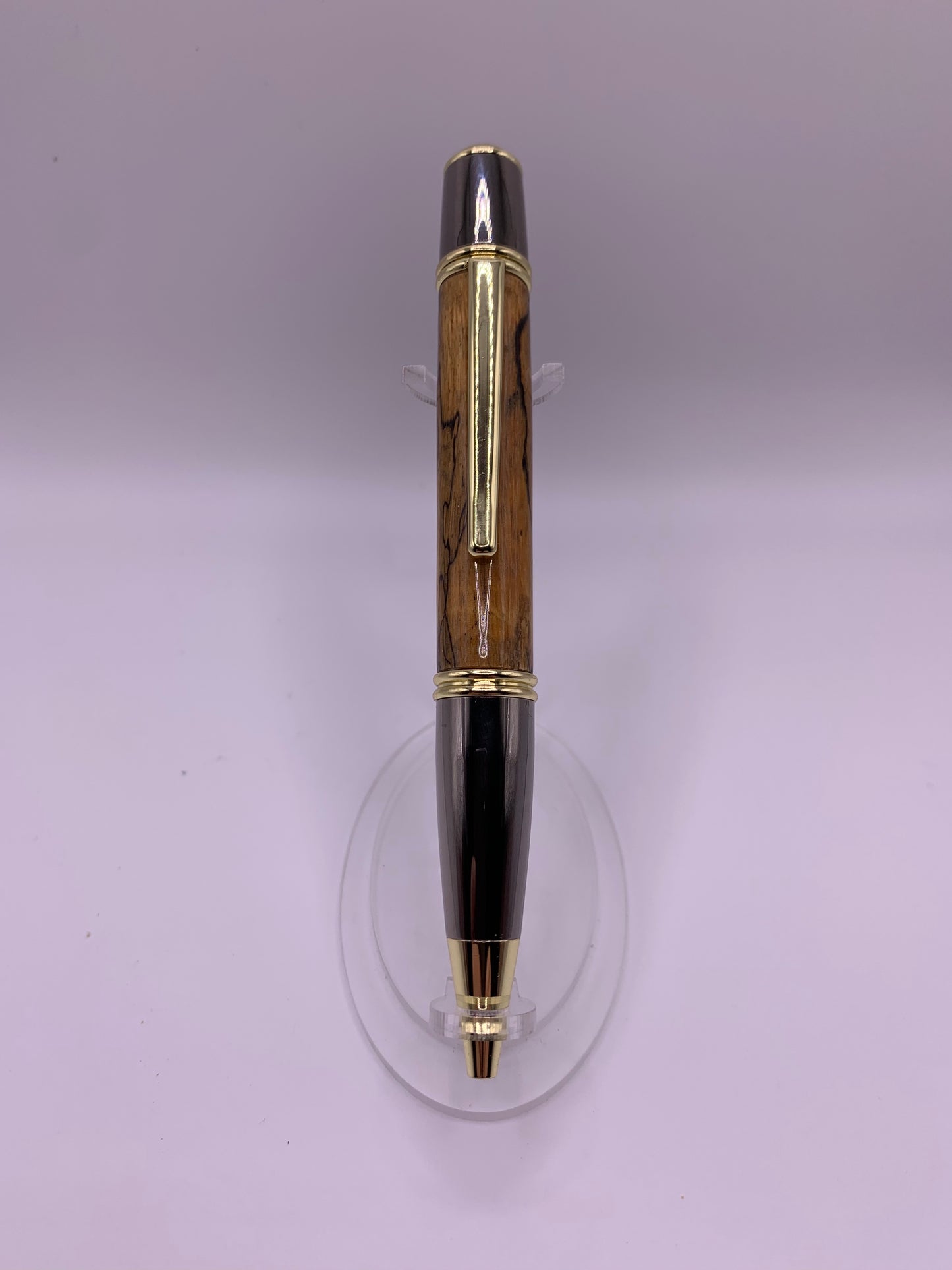 Handmade Wooden Pen: Spalted Tamarind Gatsby Pen in Gunmetal and Gold