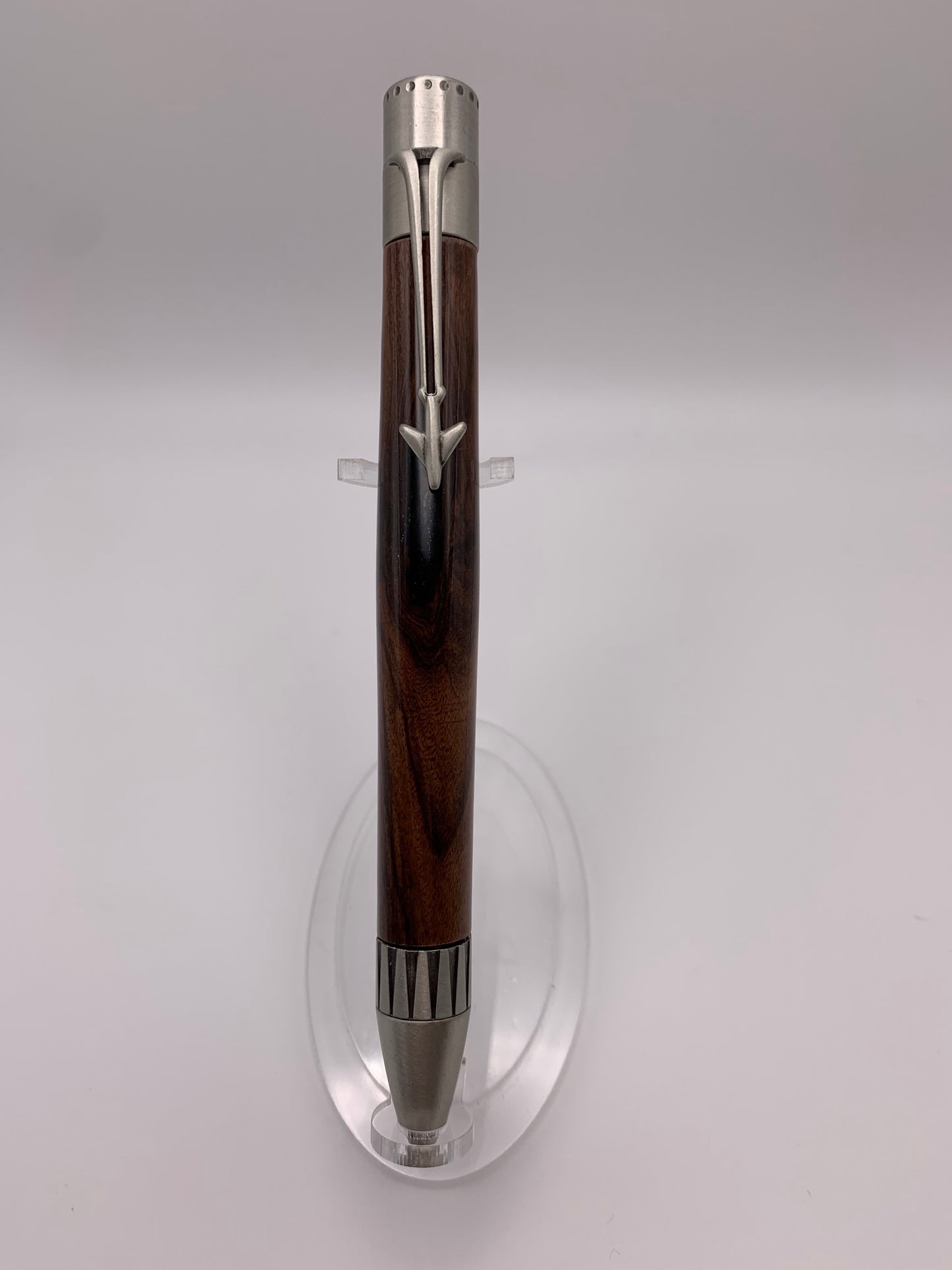 Handmade Wooden Pen: Rosewood Jet in Gunmetal