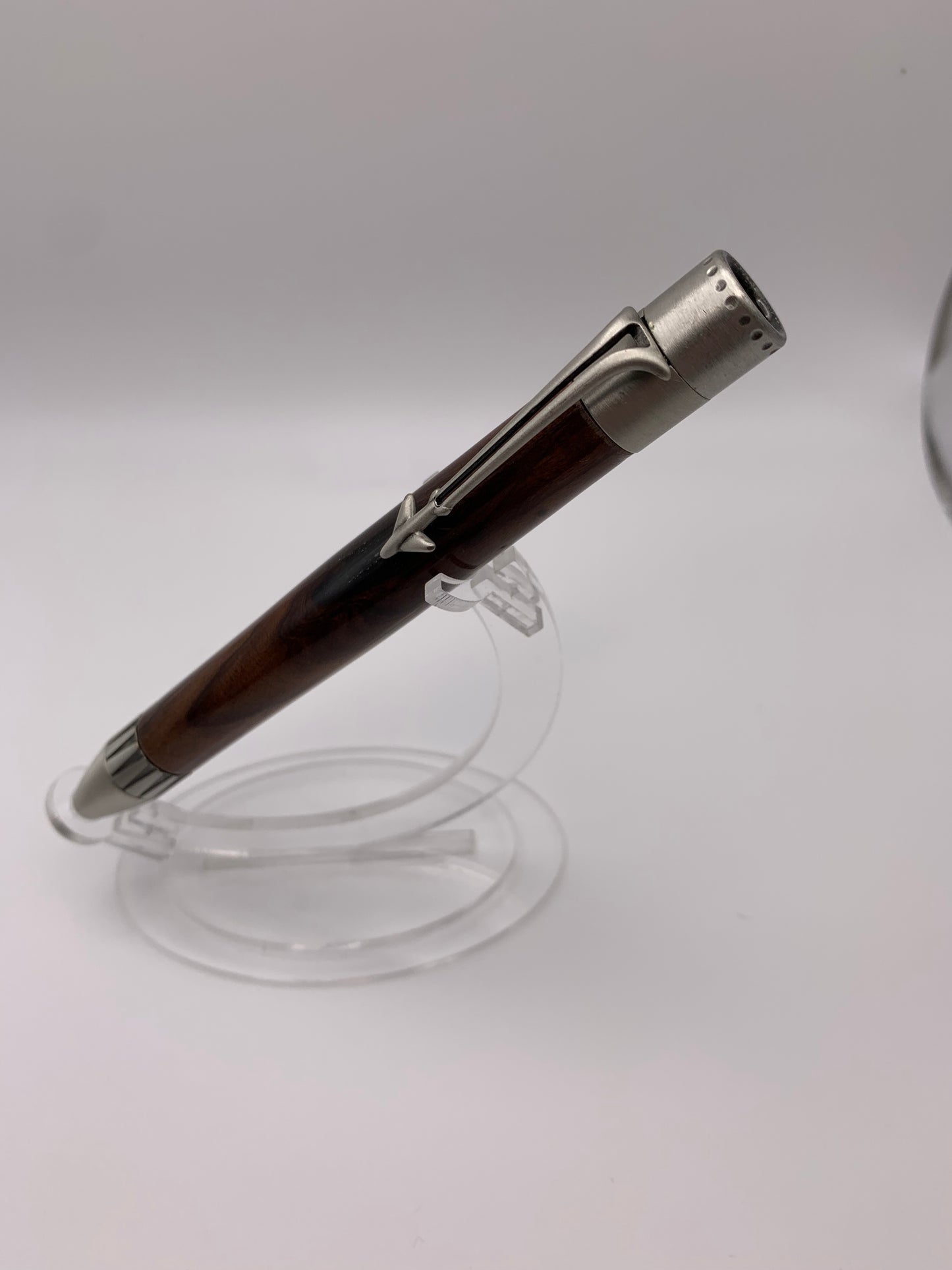 Handmade Wooden Pen: Rosewood Jet in Gunmetal