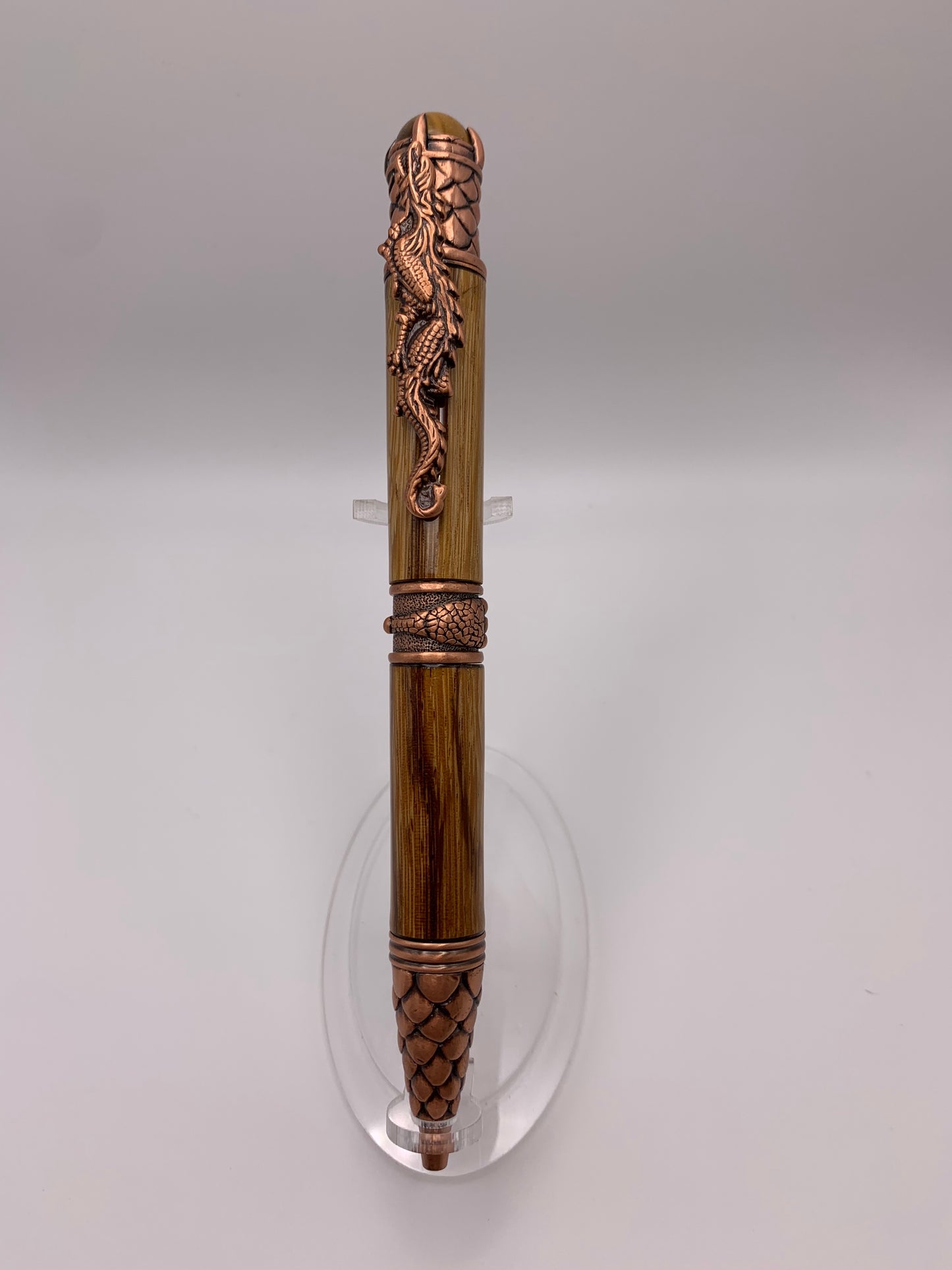 Handmade Wooden Pen: Zebrawood Dragon Pen in Copper