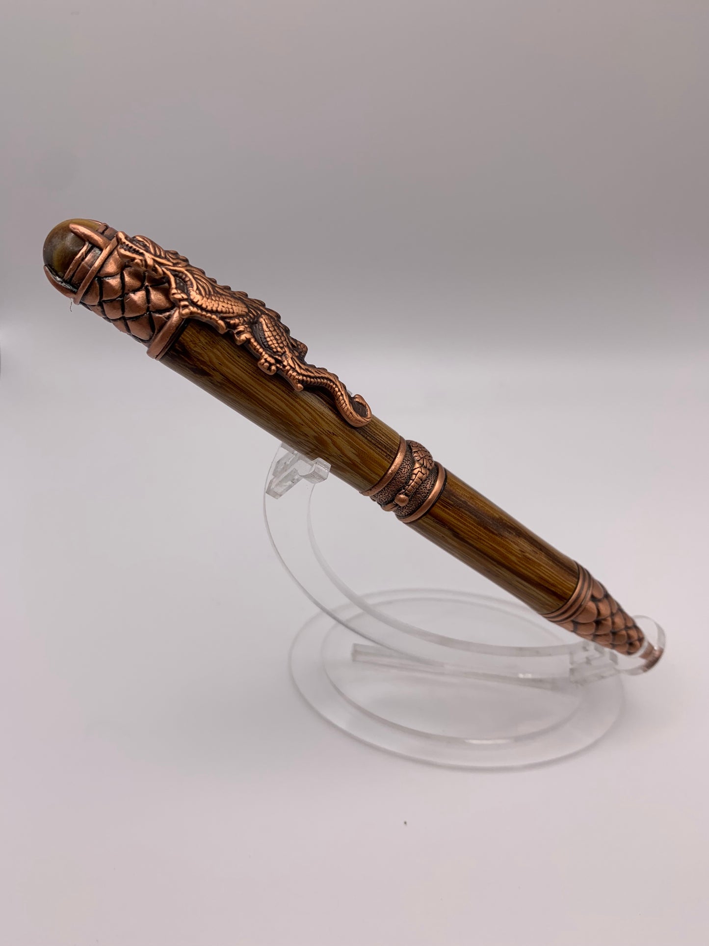 Handmade Wooden Pen: Zebrawood Dragon Pen in Copper