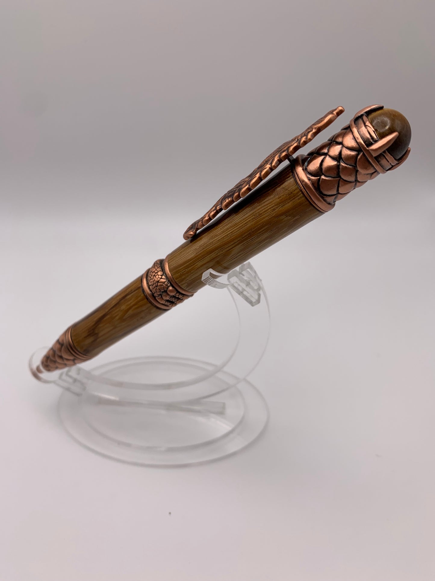 Handmade Wooden Pen: Zebrawood Dragon Pen in Copper