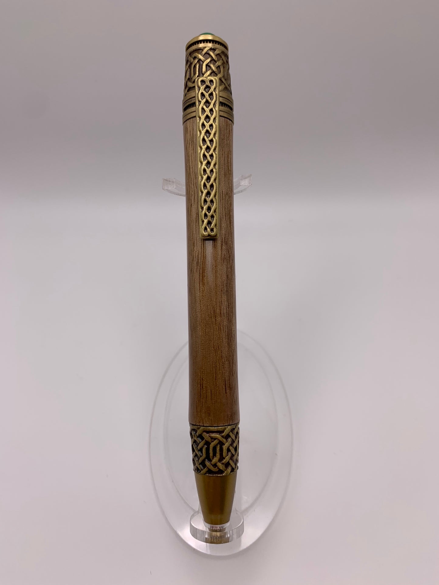 Handmade Wooden Pen: Black Walnut Celtic Pen in Brass