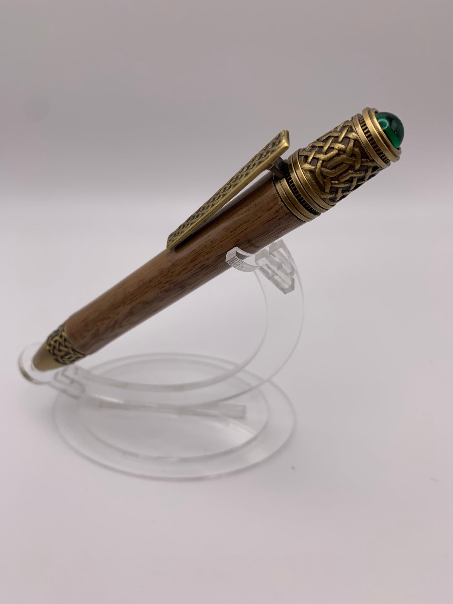 Handmade Wooden Pen: Black Walnut Celtic Pen in Brass