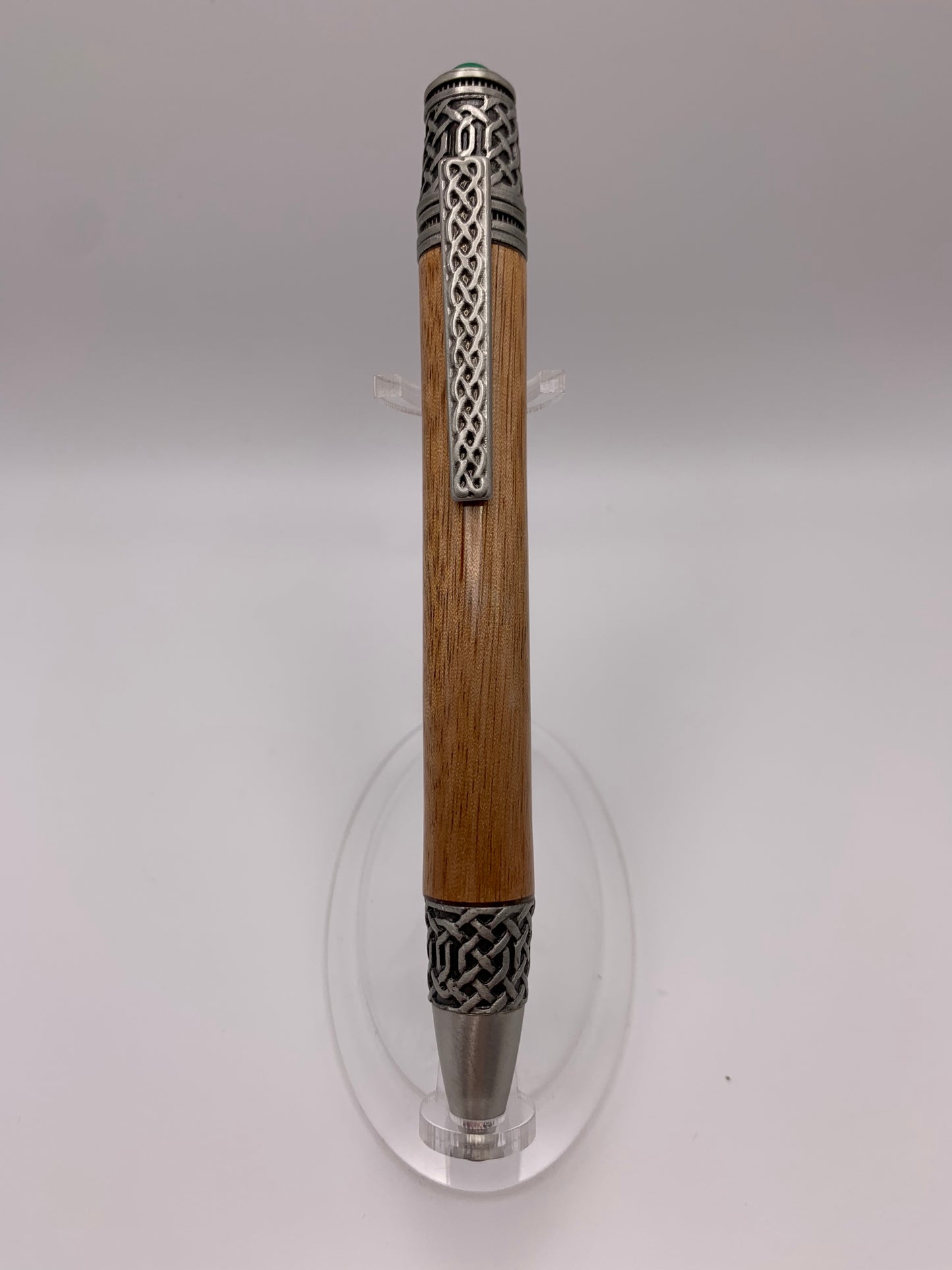 Handmade Wooden Pen: Merbau Celtic Pen in Pewter