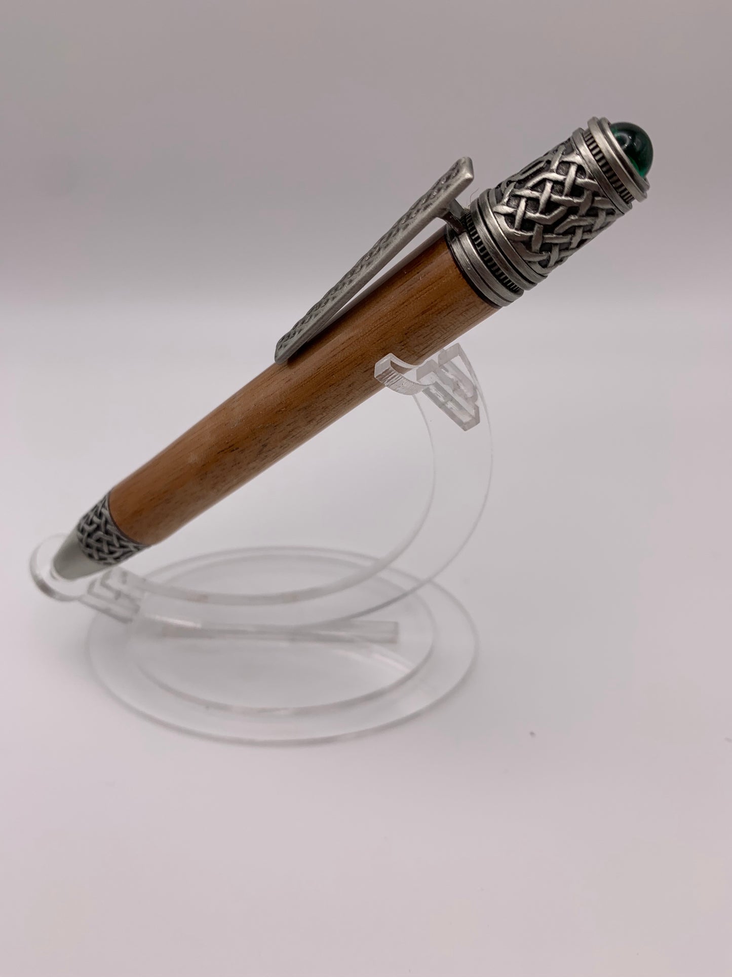 Handmade Wooden Pen: Merbau Celtic Pen in Pewter