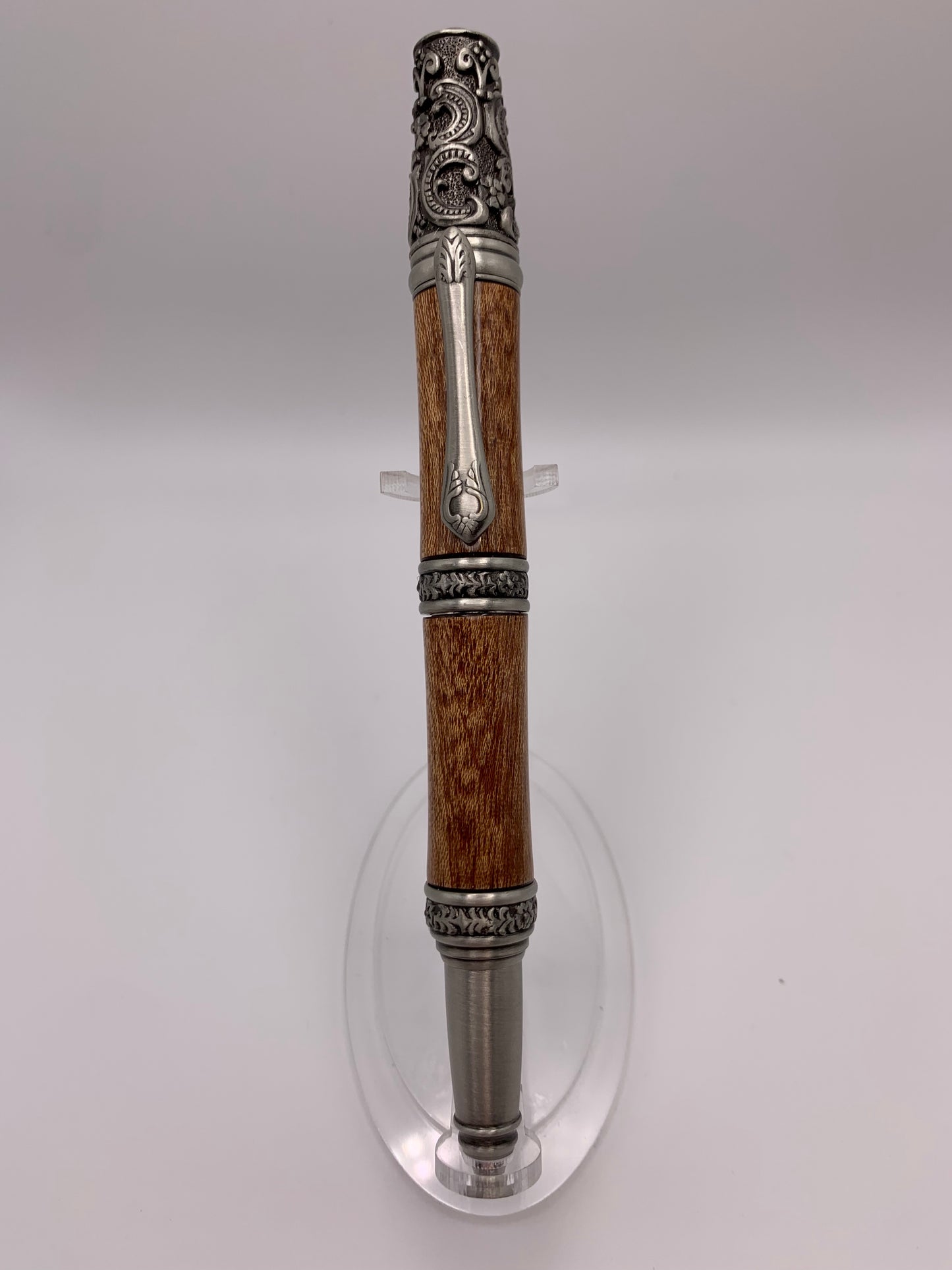 Handmade Wooden Pen: Sapele Victorian Pen in Pewter