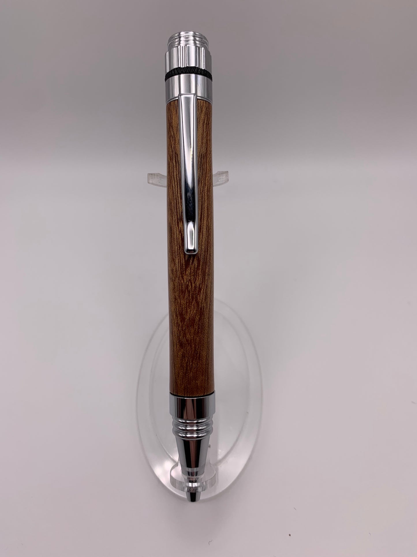 Handmade Wooden Pen: Sapele Fidget Spinner Pen in Chrome