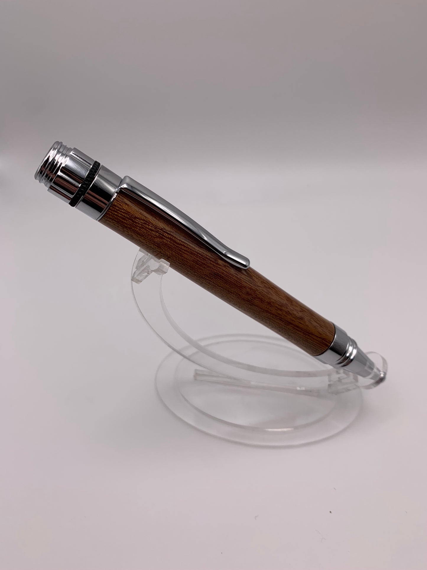 Handmade Wooden Pen: Sapele Fidget Spinner Pen in Chrome