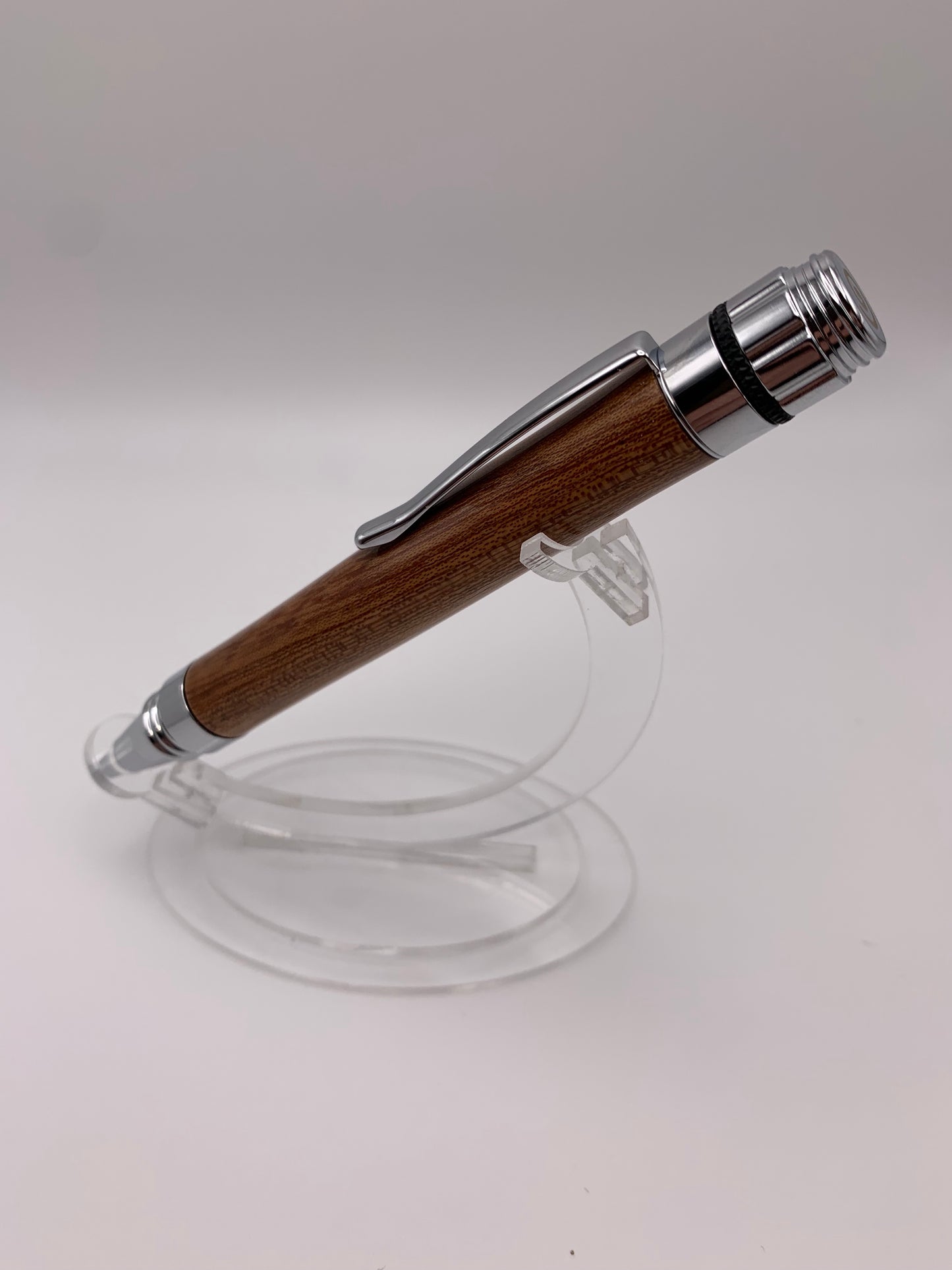 Handmade Wooden Pen: Sapele Fidget Spinner Pen in Chrome