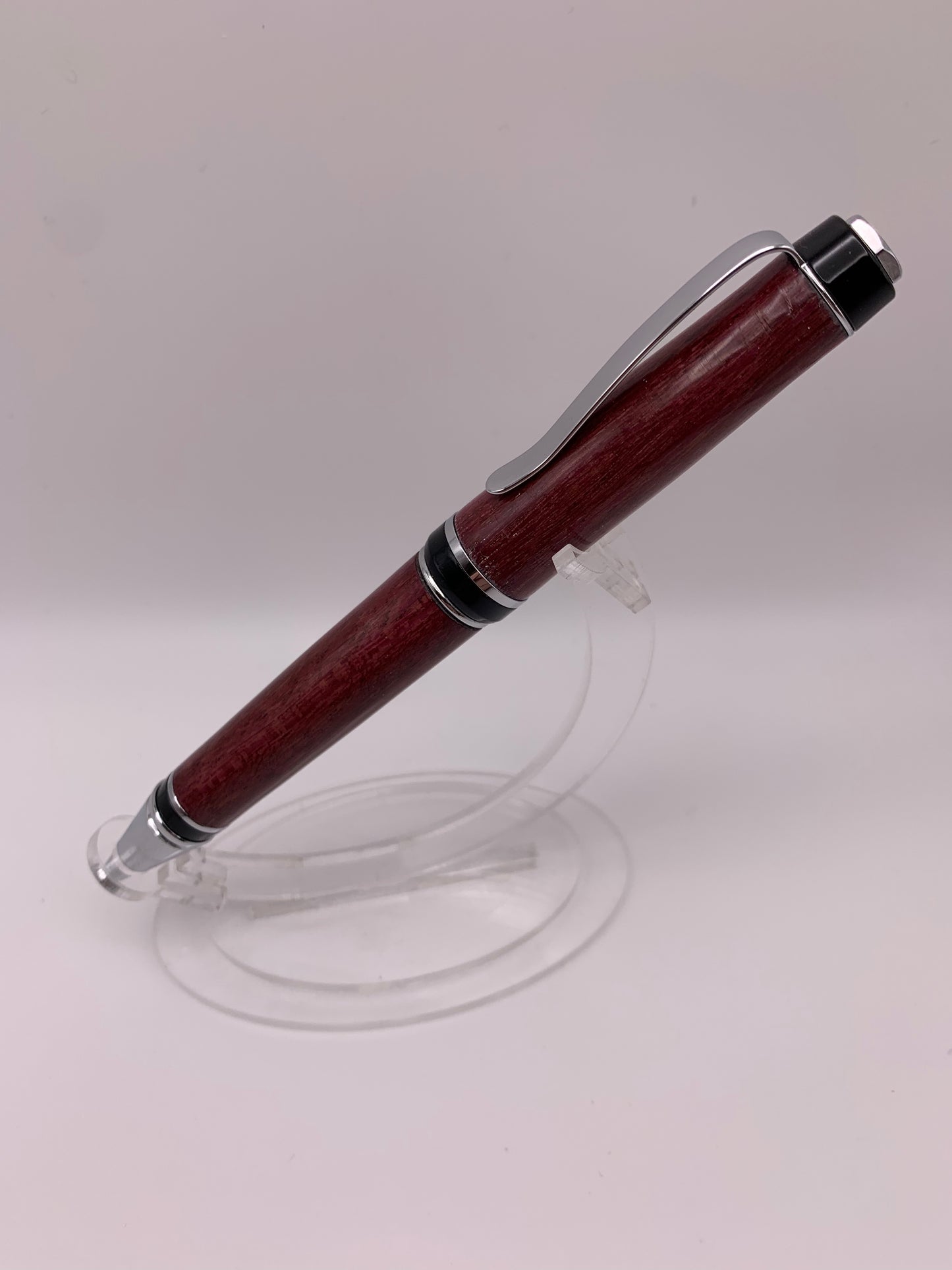 Handmade Wooden Pen: Purpleheart Big Ben in Black and Chrome