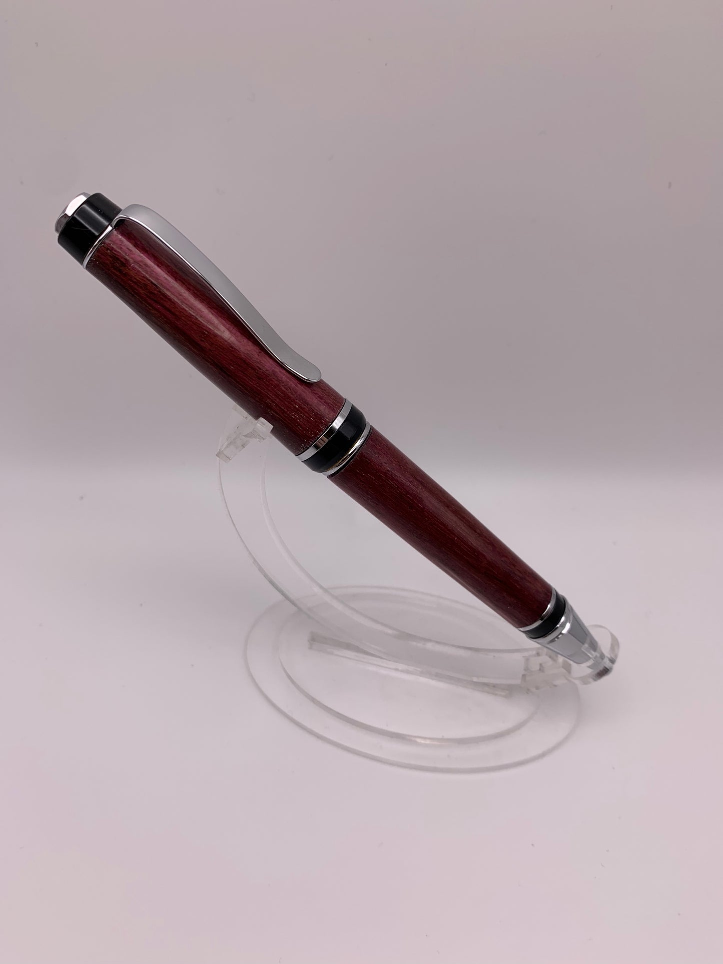 Handmade Wooden Pen: Purpleheart Big Ben in Black and Chrome