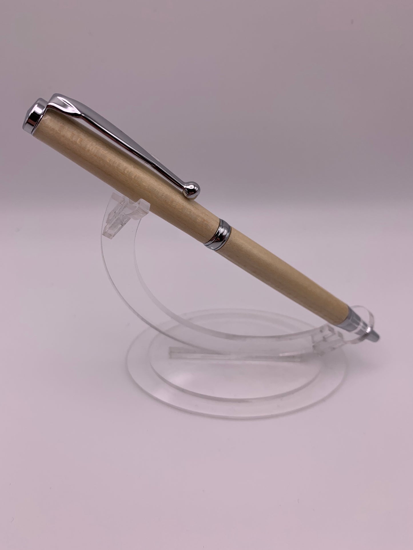 Handmade Wooden Pen: Hard Maple Slimline Pen in Chrome