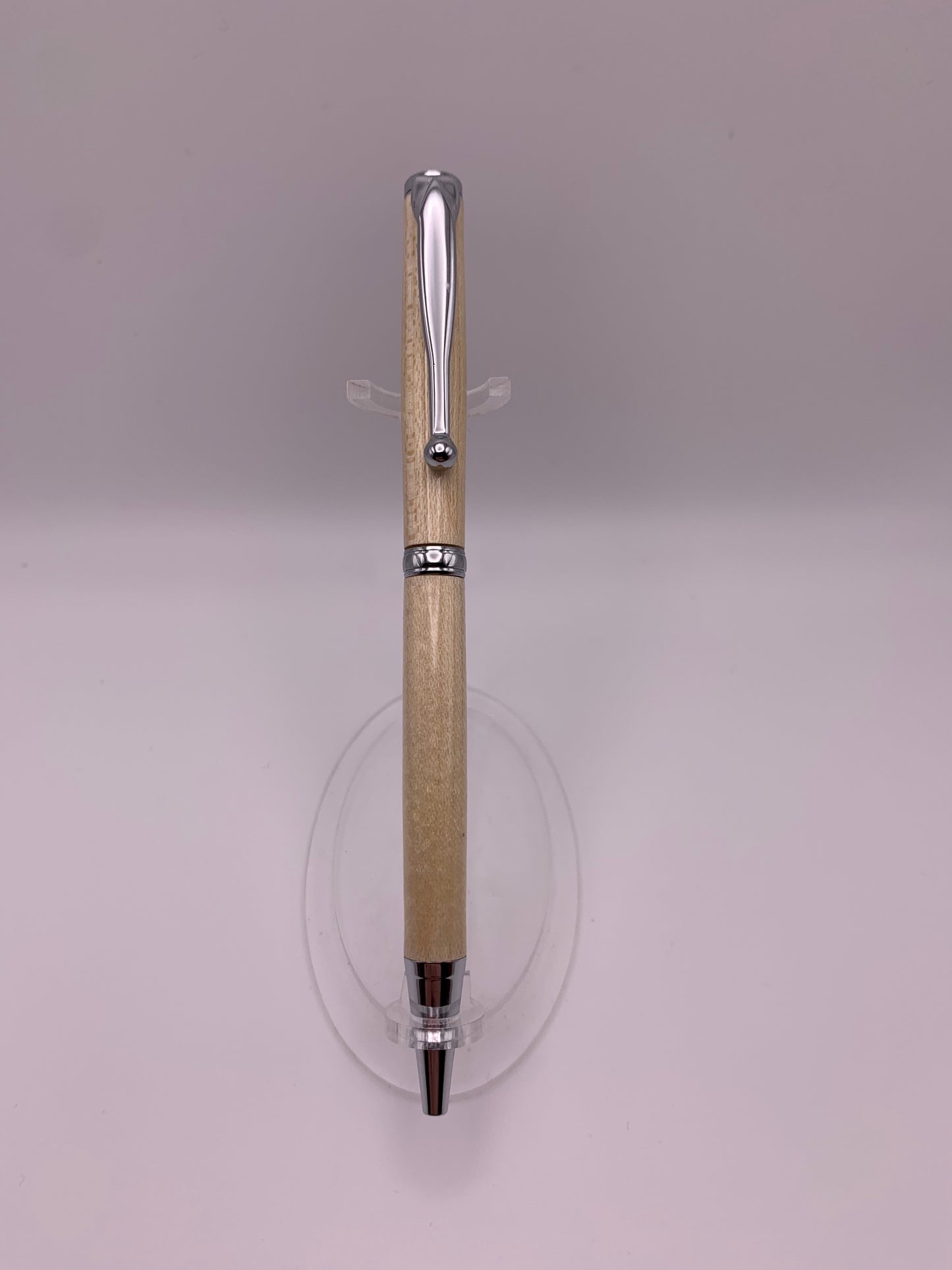 Handmade Wooden Pen: Hard Maple Slimline Pen in Chrome