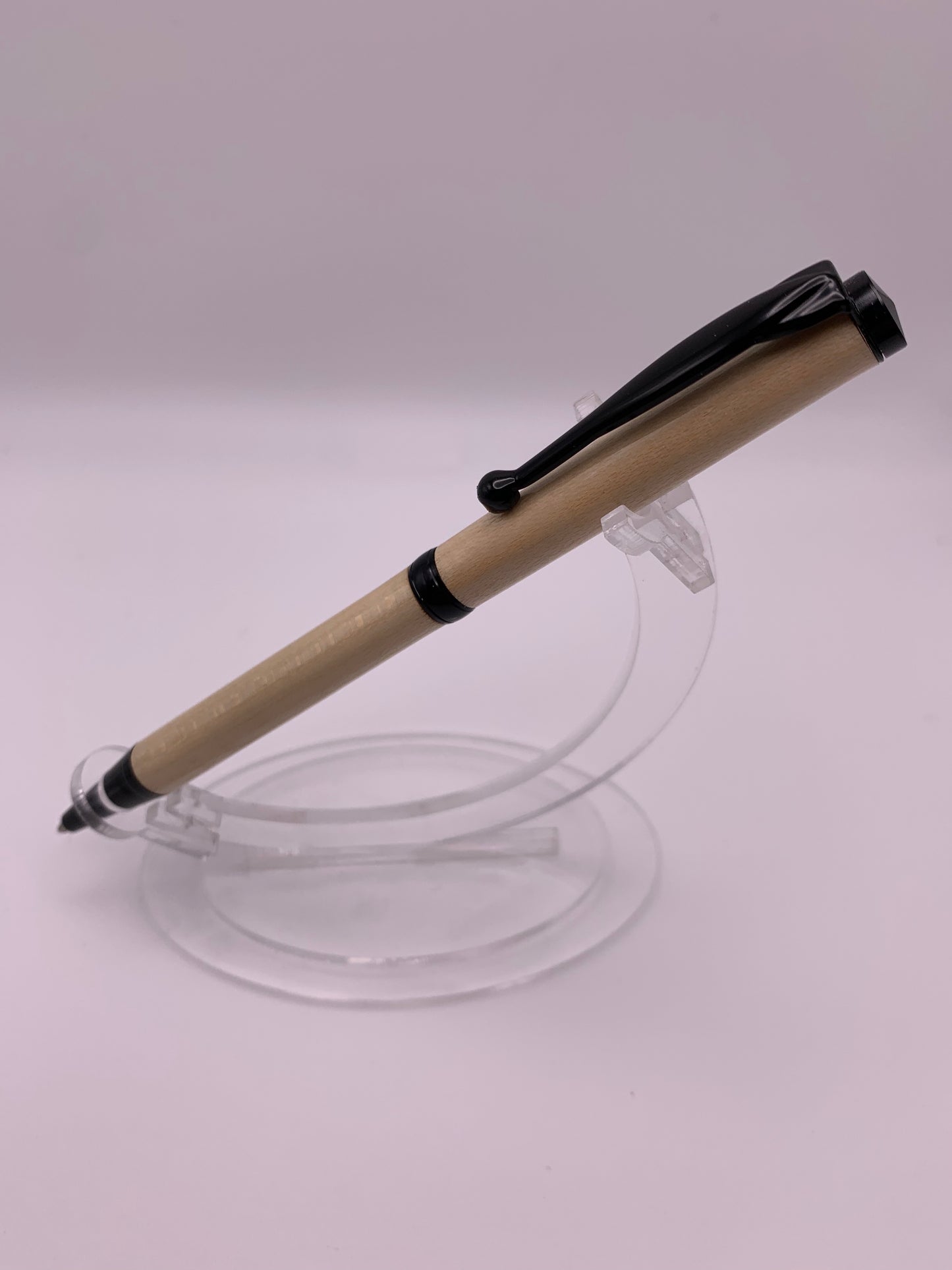 Handmade Wooden Pen: Hard Maple Trimline Pen in Black Chrome