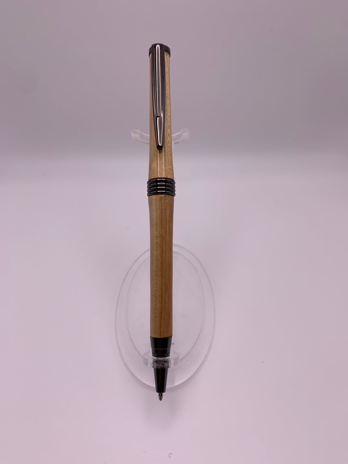 Handmade Wooden Pen: Cherry Trimline Pen in Gunmetal