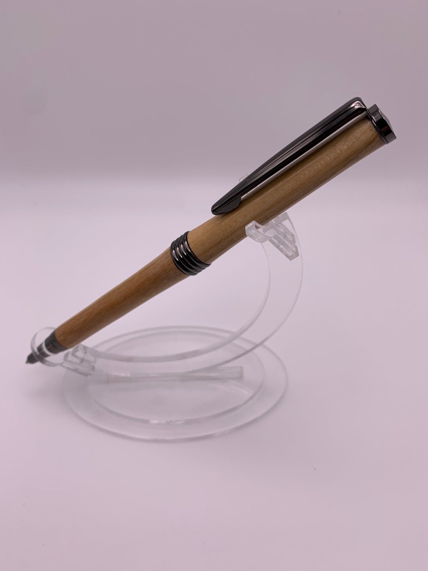 Handmade Wooden Pen: Cherry Trimline Pen in Gunmetal