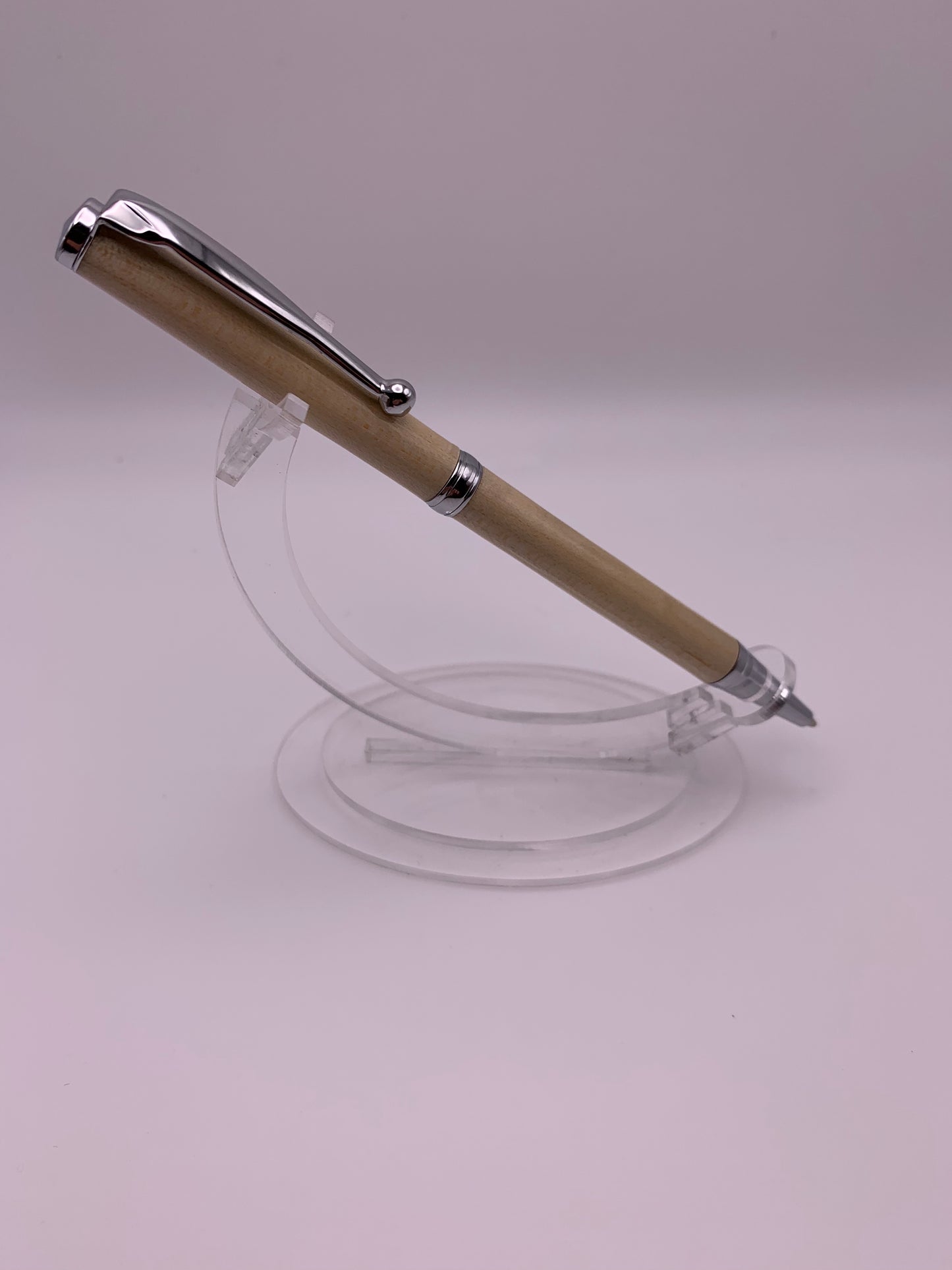 Handmade Wooden Pen: Hard Maple Slimline Pen in Chrome