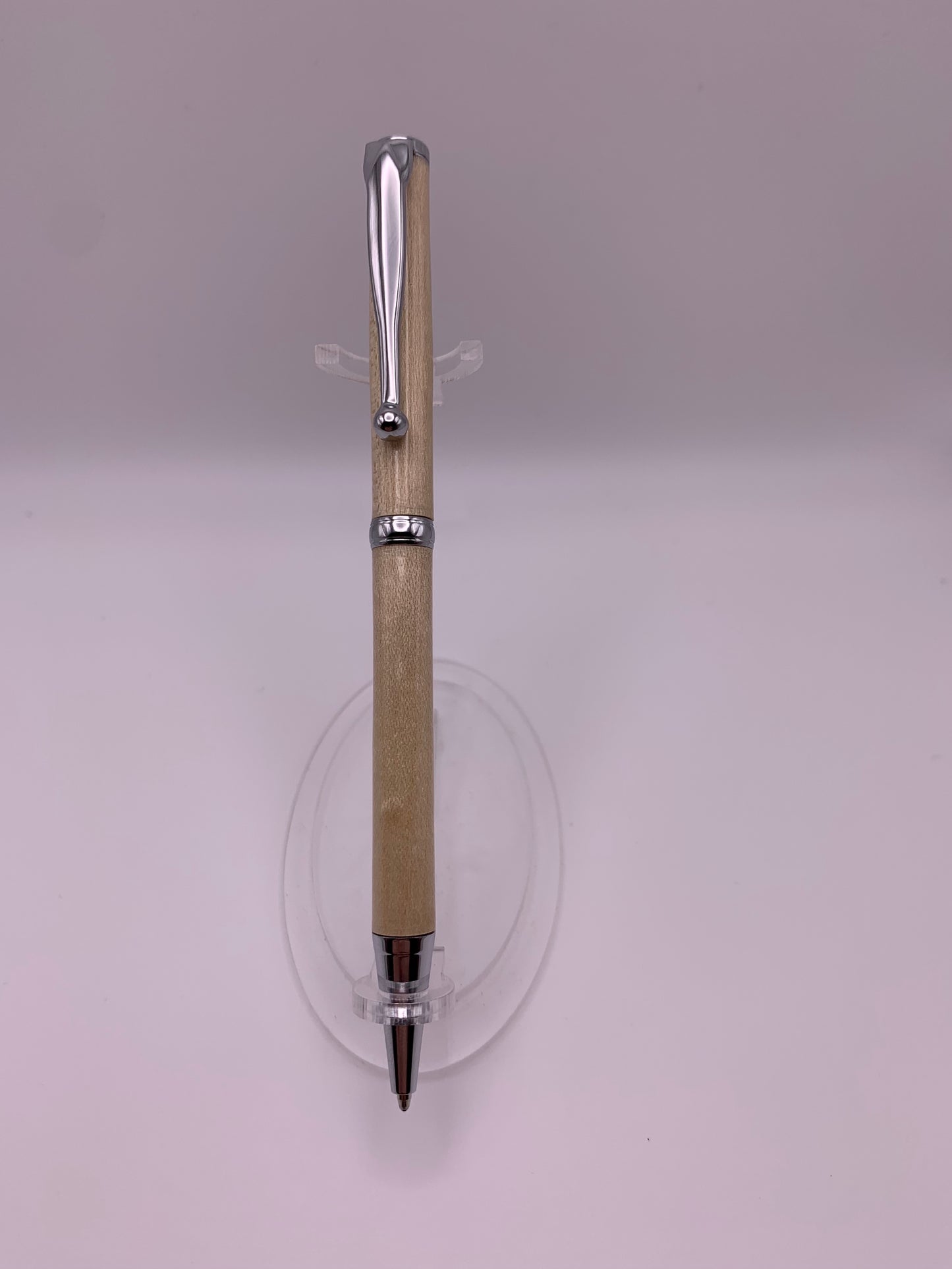 Handmade Wooden Pen: Hard Maple Slimline Pen in Chrome