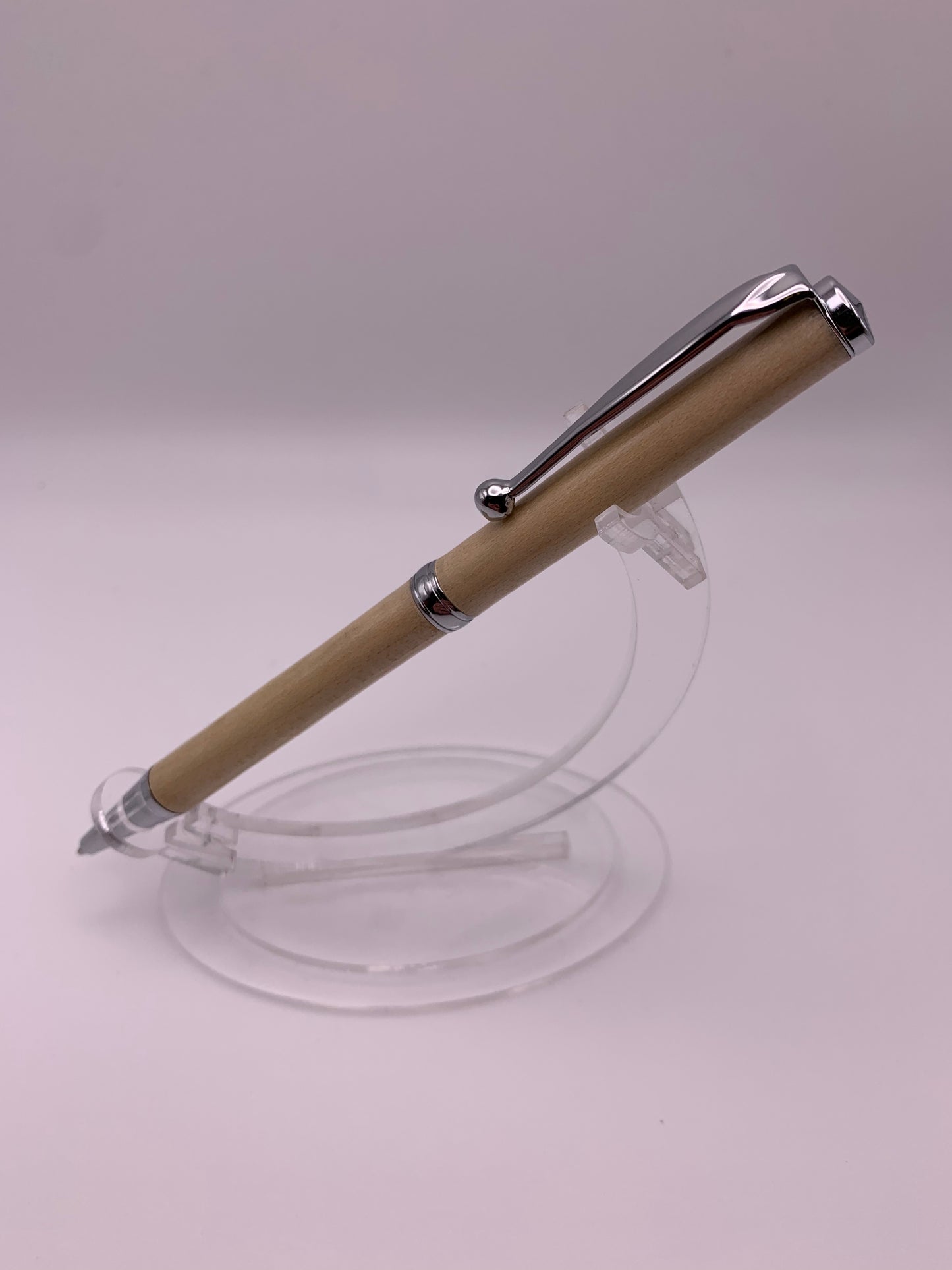 Handmade Wooden Pen: Hard Maple Slimline Pen in Chrome