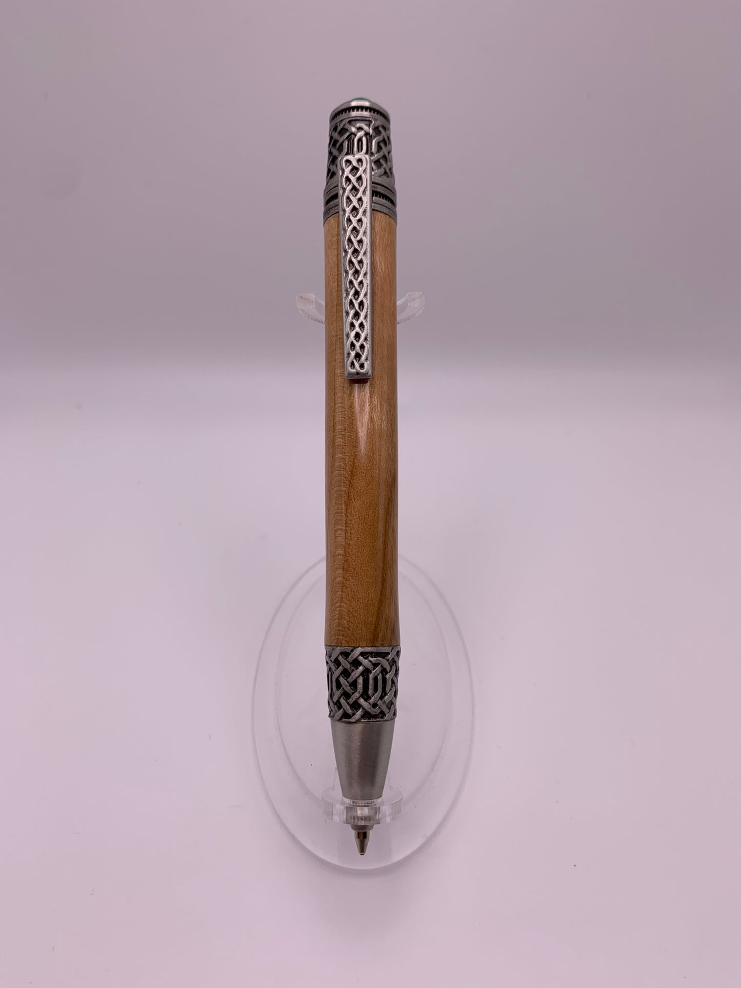 Handmade Wooden Pen: Cherry Celtic Pen in Pewter