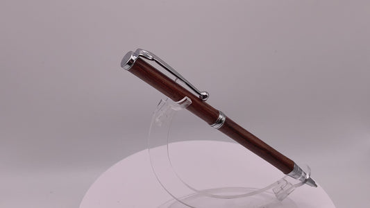 Handmade Wooden Pen: Bubinga Slimline in Chrome