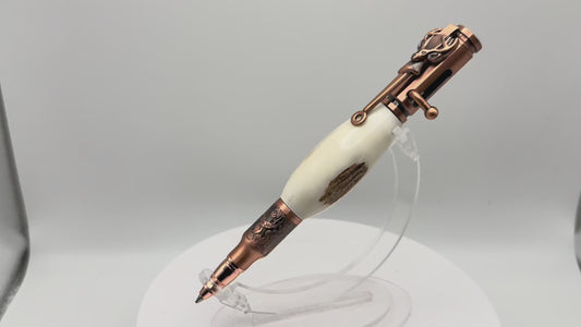Handmade Wooden Pen: Deer Antler Deer Hunter Pen in Brass