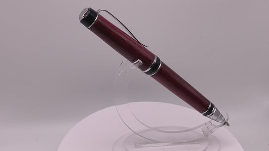 Handmade Wooden Pen: Purpleheart Big Ben in Black and Chrome