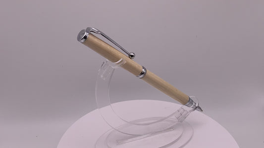 Handmade Wooden Pen: Hard Maple Slimline Pen in Chrome