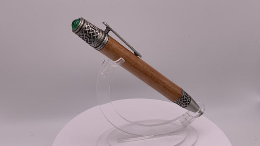 Handmade Wooden Pen: Merbau Celtic Pen in Pewter