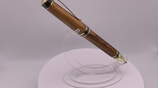 Handmade Wooden Pen: Zebrawood Big Ben in Gunmetal and Gold