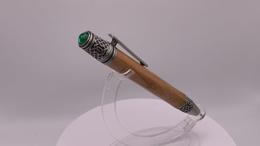 Handmade Wooden Pen: Cherry Celtic Pen in Pewter