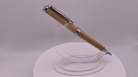 Handmade Wooden Pen: Beech Trimline Pen in Chrome